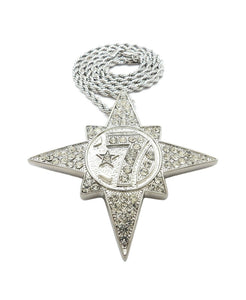 HIP HOP ICED OUT 5PERCENTER STYLE 7 STAR PENDANT & 4mm 24
