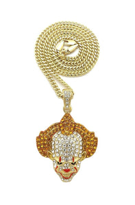 Iced Out Bling Crazy Clown Pendant & 24