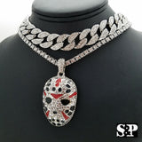 Hip Hop Slaughter Gang w/ 1 ROW DIAMOND & 18" Full Iced Cuban Choker Chain Set