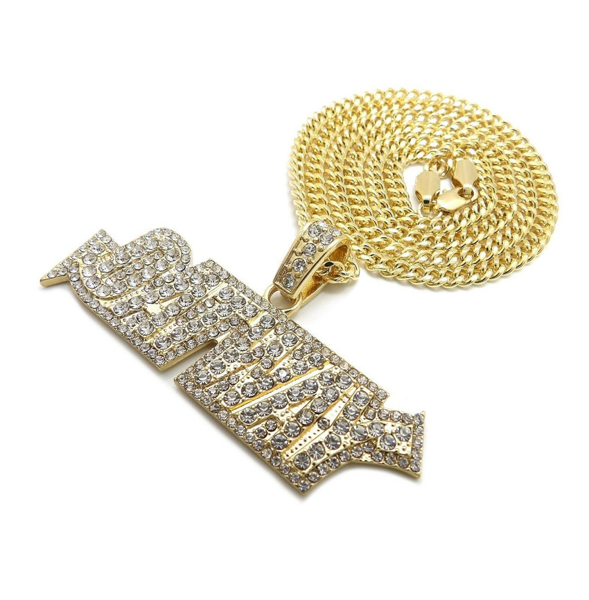 Iced Out QUAVO Bling DATWAY Pendant & Box, Cuban, Rope Chain Hip Hop Necklace