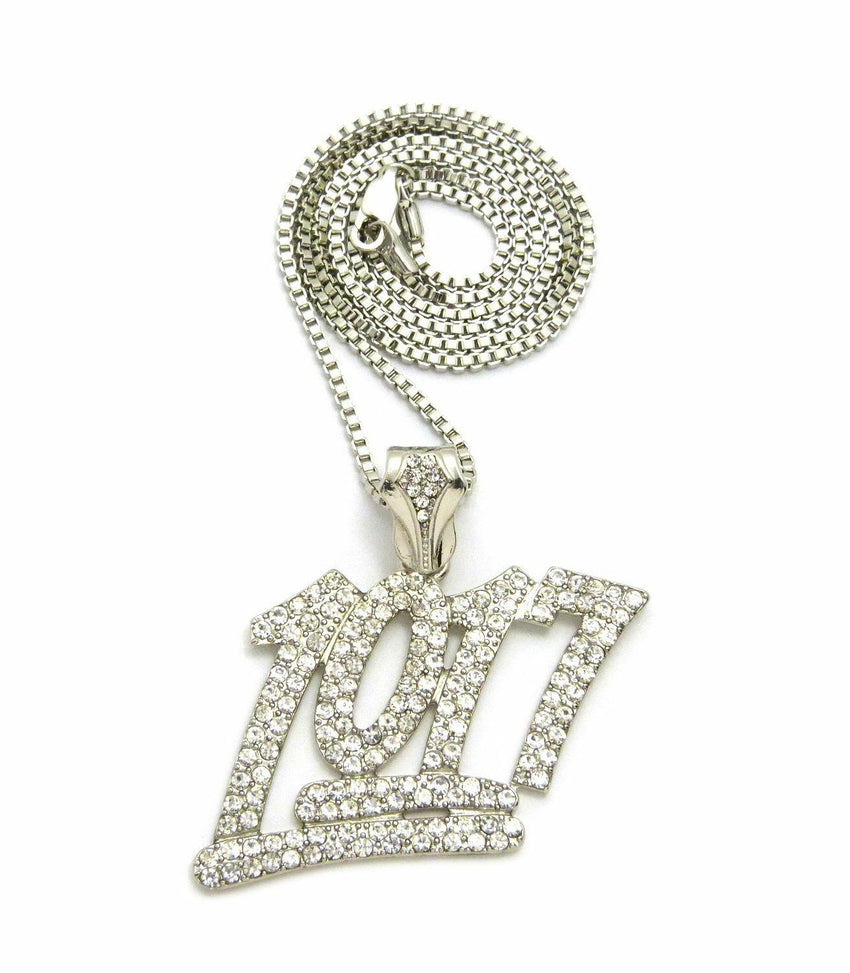 Iced Out Rapper's Number 1017 Pendant & 24 Box, Cuban Chain Hip Hop N