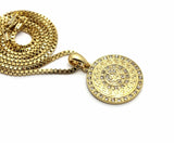 Iced Out Gold PT FREEMASON Masonic Pendant & 2mm 24" Box Chain Hip Hop Necklace