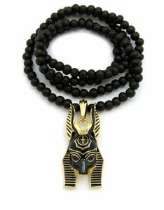 Hip Hop Egyptian God Two Tone Anubis Pendant & 6mm 30