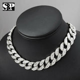 Hip Hop Quavo Choker 18" Full Iced Cuban & 1 ROW DIAMOND CHAIN & "D" Necklace