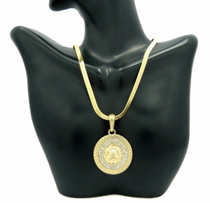 HIP HOP ICED OUT MEDUSA ROUND PENDANT & 4mm 20