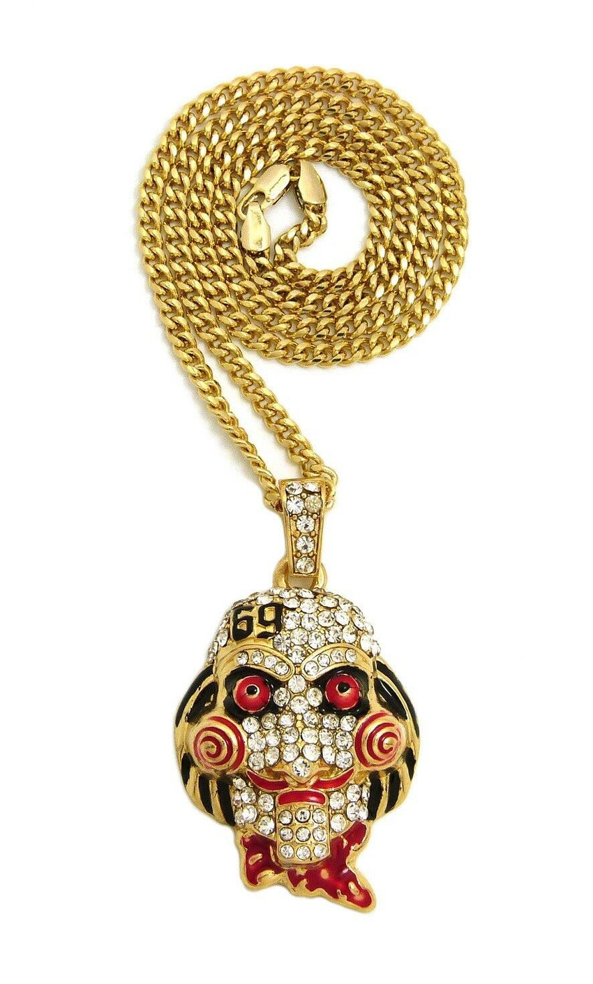 Iced Out Saw Inspired & Ankh Cross Pendant & 20" 24" Rope, Cuban Chain Necklace