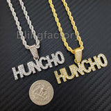 Hip Hop Iced out Lab Diamond HUNCHO Pendant & 4mm 24" Rope Chain Necklace