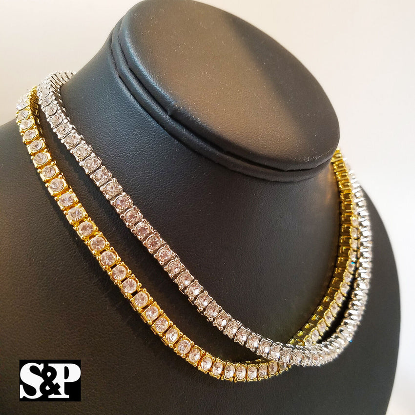 Hip Hop Rapper's Iced out Quavo Choker 18" 1 ROW DIAMOND TENNIS CHAIN NECKLACE