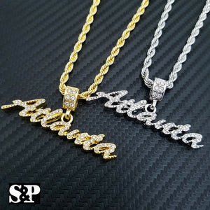 Unisex Fashion Iced ATLANTA CITY Pendant w/ 4mm 24