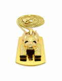 NEW GOLD PT ANUBIS HEAD DOG TAG PENDANT & 2mm 24" BOX CHAIN HIP HOP NECKLACE