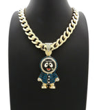 Hip Hop Iced out Eskimo Pendant & 11mm 20" Miami Cuban Choker Chain Necklace