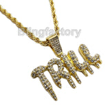Hip Hop Iced Lab Diamond TRILL Drip Pendant & 4mm 24" Rope Chain Necklace