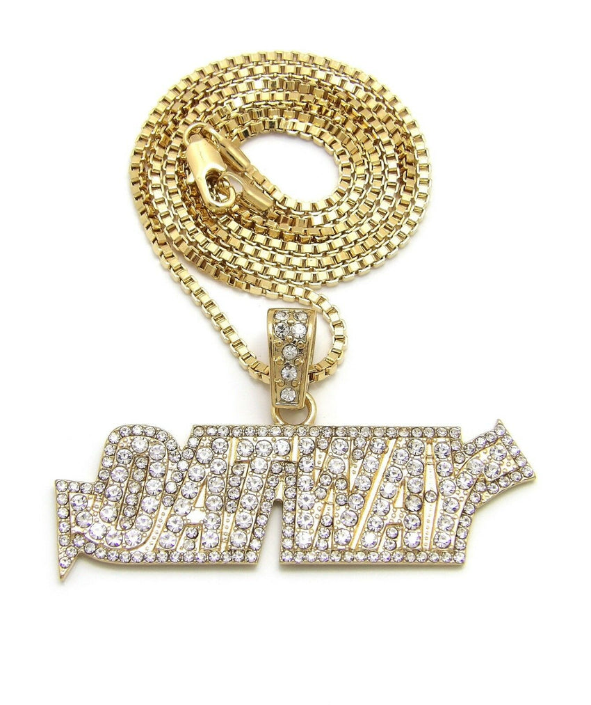 Iced Out QUAVO Bling DATWAY Pendant & Box, Cuban, Rope Chain Hip Hop Necklace