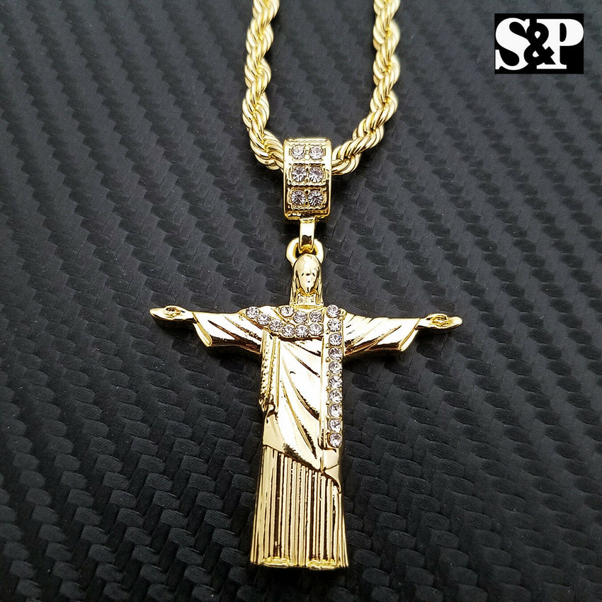 Custom Cross Chain Rapper Hip Hop Rapper Style Jesus Christ Body Cross Pendant & 24