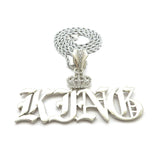 HIP HOP ICED OUT SILVER PT CROWNED KING PENDANT & 4mm 24" ROPE CHAIN NECKLACE