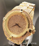 Mens Hip Hop Gold Plated Iced Out Techno Pave Bling Rapper's Metal Band Watch