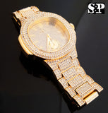 MEN ICED OUT HIP HOP GOLD PT QUAVO WATCH & MIC MICROPHONE NECKLACE COMBO SET