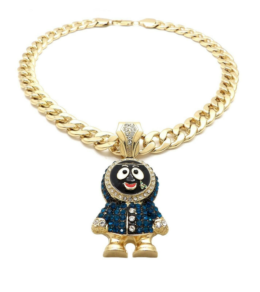 Hip Hop Iced out Eskimo Pendant & 11mm 20" Miami Cuban Choker Chain Necklace