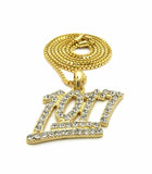 Iced Out Micro Number 1017 Pendant & 24" Box, Cuban, Rope Chain Hip Hop Necklace