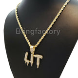 Hip Hop Iced out Lab Diamond LIT Drip Pendant & 4mm 24" Rope Chain Necklace