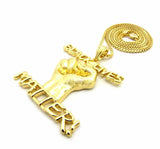 HIP HOP BLING GOLD PLATED 'BLACK LIVES MATTER' PENDANT & 24" BOX CHAIN NECKLACE