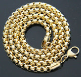 Stainless Steel Gold PT Lion Head Pendant & 3mm 24" Round Box Chain Necklace