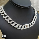 Hip Hop Full Iced Out White Gold PT 24", 30" Miami Cuban Link Chain Necklace