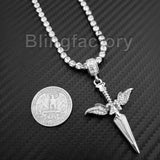 Hip Hop SAVAGE 21 SWORD Pendant & 1 Row Diamond Tennis Choker Chain Necklace