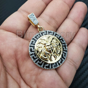 ICED OUT HIP HOP GOLD PLATED MEDUSA HEAD MEDALLION BLING PENDANT