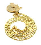 Iced Out Hip Hop Rocafella Pendant & 7mm 30" Lab Diamonds Figaro Chain Necklace