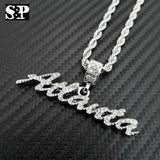 Unisex Fashion Iced ATLANTA CITY Pendant w/ 4mm 24" Rope Chain Necklace