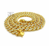 Hip Hop Rapper Iced Out 17mm 30" Brass Gold Plated Miami Cuban Chain Necklace