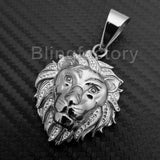 HIP HOP ICED OUT STAINLESS STEEL LAB DIAMOND LION HEAD PENDANT