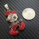 HIP HOP ICED OUT GOLD PT BLING BRASS MICRO PAVE STONES SMURF CHARM PENDANT