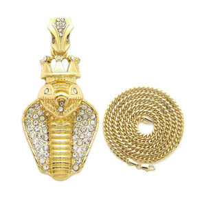 Iced Out King Crowned Cobra Pendant & 24