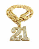 New Iced out SAVAGE 21 Pendant & 18" 20" 22" 24" CZ Cuban Choker Chain Necklace