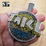 HIP HOP RAPPER'S ICED OUT LAB DIAMOND WHITE GOLD PLATED LARGE TRILL ENT. PENDANT