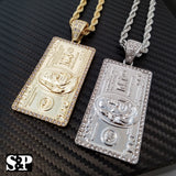 $100 Hundred Dollar Bill Benjamin Money Pendant & 5mm 30" Rope Chain Necklace