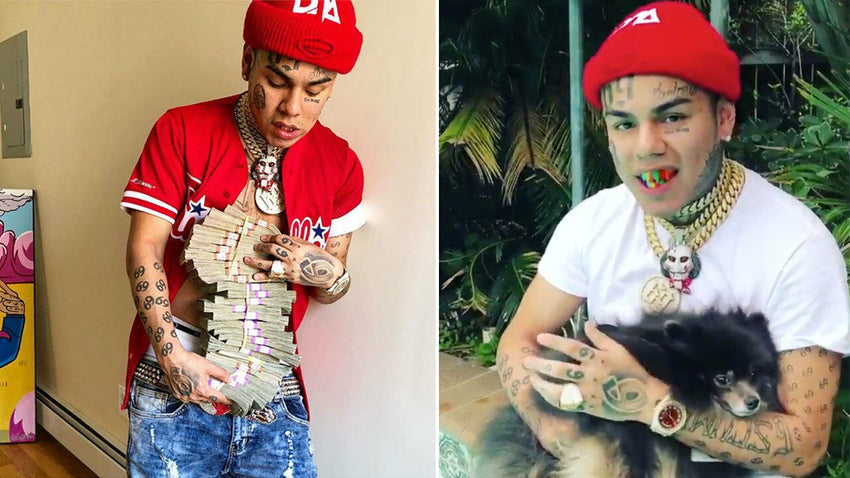 Hip Hop Iced out Tekashi69 69 pendant & 10mm 18" Gucci Choker Chain Necklace