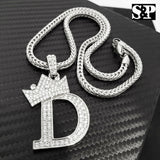 Hip Hop Quavo Choker 18" Full Iced Cuban & 1 ROW DIAMOND CHAIN & "D" Necklace