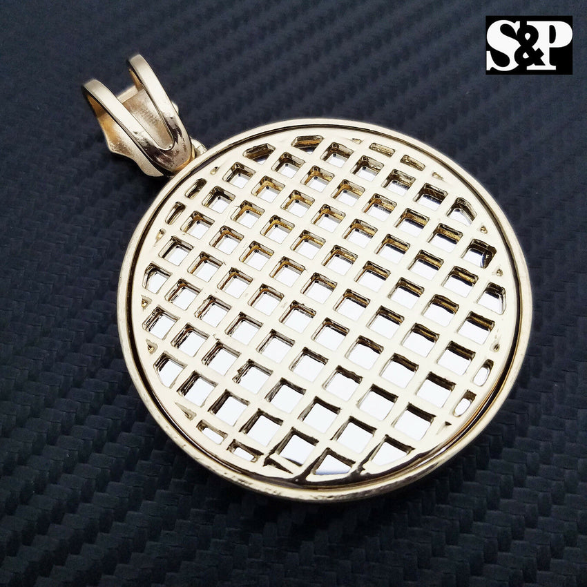 HIP HOP ICED OUT LAB DIAMOND GOLD PLATED QC QUALITY CONTROL MUSIC PENDANT