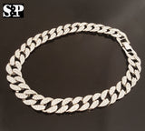 Hip Hop Men Quavo Iced 15mm 16" Miami Cuban Choker 2 Chains Necklace Set