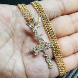 Hip Hop Travis Scott Cactus Jack Cross Pendant 18" 20" 24" Cuban Chain Necklace