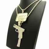 Hip Hop Iced Out 37 Rip Mary & Glizzy Gang Pendant 24",30" Chain 2 Necklace Set