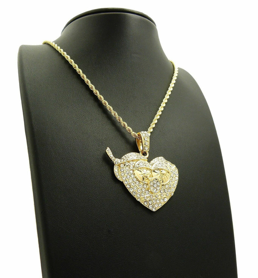 Iced Out Chief Keef Thot Breaker Pendant & 24" Cuban / Box / Rope Chain Hip Hop Necklace