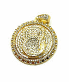 ICED OUT HIP HOP LAB DIAMOND GOLD PLATED 'QC' QUALITY CONTROL SPINNER PENDANT