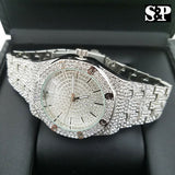 Men's White Gold plated Iced out Luxury Quavo Rapper's Metal Band Clubbing Watch