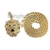 Hip Hop Iced Out Lion Head Lab Diamond Pendant & 5mm 30" Rope Chain Necklace