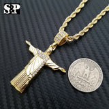 Hip Hop Rapper Style Jesus Christ Body Cross Pendant & 24" Rope Chain Necklace