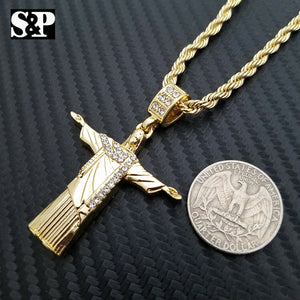 Hip Hop Rapper Style Jesus Christ Body Cross Pendant & 24